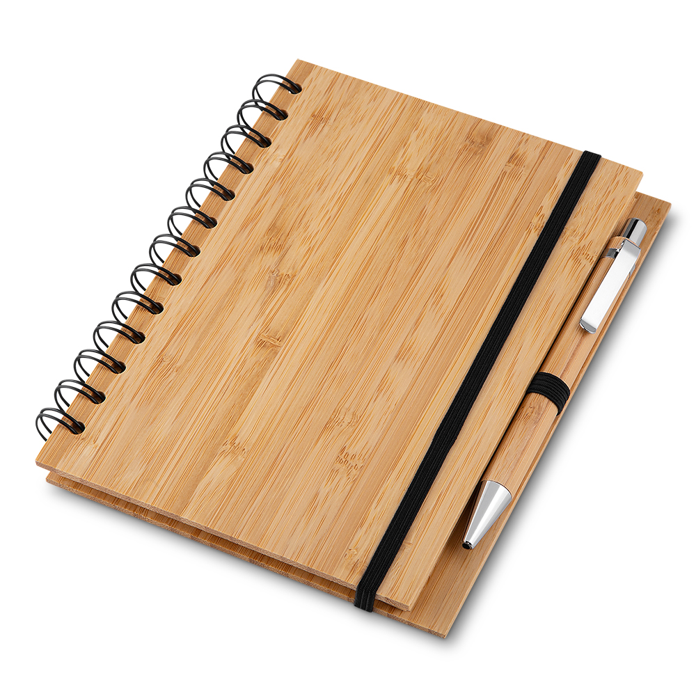 Caderno de bambu personalizado 18 x 13 cm